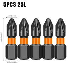 PH2 강력한 자기 크로스 토크 헤드 스크루 드라이버 S2 강철 고경도 미끄럼 방지 비트, 27 5PCS 25L