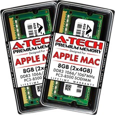 맥북 프로 맥 미니용 A-Tech 8GB4GB 2개 PC3-8500 DDR3 10661067MHz RAM 2008년 말 2009년 초중후기 2010년 중반 204핀 SODIMM
