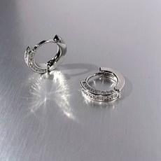 여성을위한 패션 스테인레스 스틸 Huggies 작은 후프 귀걸이 펑크 크리스탈 지르코니아 연골 버클 쥬얼리, 01 E124 Silver Color