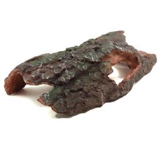 烏龜曬背台 躲避洞穴 兩棲寵物樹皮爬坡台 魚缸造景 水族箱裝飾, 1個, 黑色-大號, 410g
