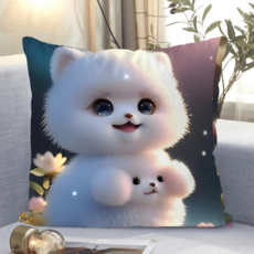 애니 캐릭터 소파쿠션 양면 소파 쿠션 솜 포함 세탁가능 고탄력 청소년용 애니쿠션 디지털 프린트 애니 캐릭터 트렌디한 스타일 안락감, 귀여운 애완동물 1-11, 40 x 40CM (솜포함 양면쿠션)