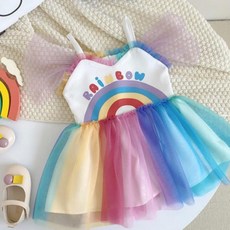 여아 유아 튜튜스커트 여름 레인보우 원피스