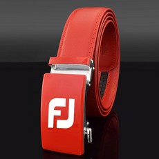 남성 골프 자동 버클 소가죽 벨트 화이트 스포츠 허리띠, 1개, 레드 FJ