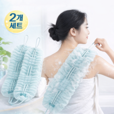 디베나 등밀이 롱 샤워타올 각질제거 샤워볼, 1개, 2개입, 애쉬블루