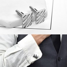 袖扣 斜線俐落銀扣 NCD1