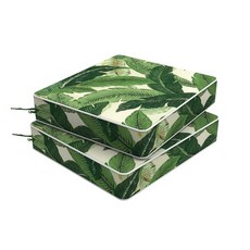 Melody Elephant 야외 의자 쿠션 2개 세트 50.8 x 10.2cm(20 20 4인치) 탈착식 커버가 있는 방수 파티오 시트 쿠션 고리버들 소파 가구용 전, 팜스 그린, 20"x20"x4"