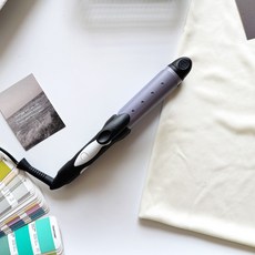 멀티 헤어스타일러 고데기 스트레이트너 컬링 볼륨 휴대용 미니 유선 스타일링 도구, 단일 모델, 블랙 손잡이와 퍼플 발열판