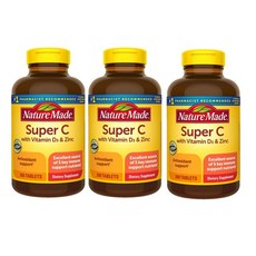 Nature Made 네이처메이드 슈퍼 C (with 비타민 D3 & 아연) 200 정 3병, 3개, 200정