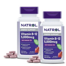 나트롤 비타민 B12 5000mcg 딸기맛 Natrol Vitamin B12 Fast Dissolve, 200정, 2개