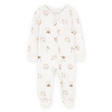 Carter's 여아용 Purelysoft 슬립 앤 플레이 파자마 핑크 단색 신생아, 농장 동물