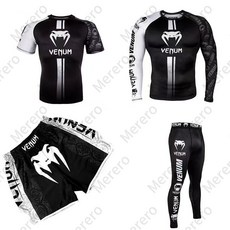 Merero 노기주짓수 래쉬가드 상하의 4종세트 타이즈 MMA 운동, D