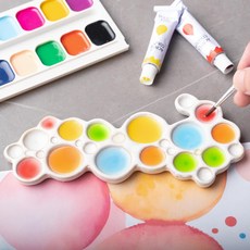 ANLYAWX 세라믹 수채화 팔레트 - 비스듬한 페인트를 사용한 기발한 블랙 폴카 도트 디자인 및 다양한 안료용 프리미엄 유약 아티스트, Bubble Palette
