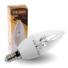 더쎈 LED 촛대구 램프 5W 투명 촛대전구 E14 세트, E14베이스 주광색, 1개, 주광색