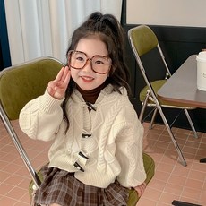 케이엔조이 여어 주니어 후드니트꽈배기가디건