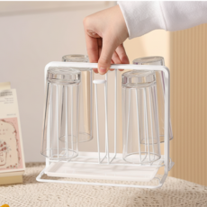 앨라모 물빠짐 컵 거치 건조대, 1개, 화이트