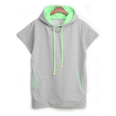 Lucci夏季男女通用短袖連帽T MZ_螢光配色連帽短袖沙灘服