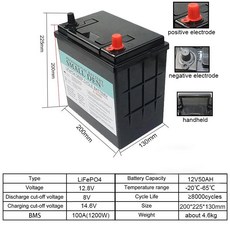 팩 사이클 등급 셀 에너지 저장 파워 뱅크, 1. 12.8V 50Ah battery, 기본
