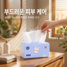 [만화 페이셜 티슈] 만화 페이셜 티슈 20팩 (M 사이즈) 대용량 가정용 티슈 400매 두꺼운 냅킨 얼굴 세안용 티슈, [히트 1위] 6포장
