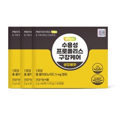프리벤트라 테이스티 수용성 프로폴리스 구강케어 생강꿀맛 2개월 / 물에잘녹아 차처럼 맛있게 입속 항균 스틱, 3개, 120g