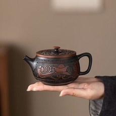 紫砂茶壺 浮雕西施壺 漢瓦壺 陶瓷功夫茶具 大師手作泡茶壺, 1個, 浮雕*漢瓦壺*元寶