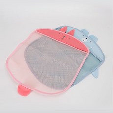 무타공 메쉬가방 목욕 곰돌이 벽 부착 망사 수납 물빠짐 그물 샤워 빨래 바구니 흡착 물놀이 장난감 주머니, A_레드, 1개