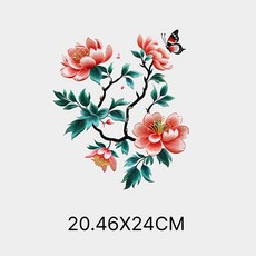 이로나 자수플라워 열전사 스티커 7종 의류 가방 패브릭 전사지 diy, 1개, 레드 플라워 & 버터플라이