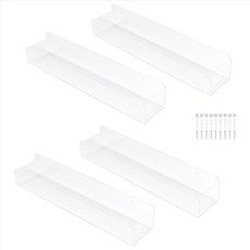 벽 마운트 향신료 랙 주최자 벽 부엌 식료품 저장실 캐비닛 문 4 팩을위한 명확한 아크릴 스파이스 선반 스토리지 홀더, 투명한