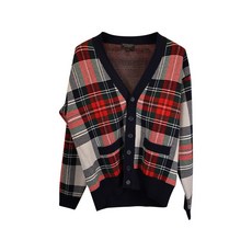 버버리 중고 체크 V넥 가디건