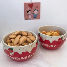小雯嚴選STRAWBERRY - 優格麥片碗 牛奶碗, 1個, 莓紅草莓碗