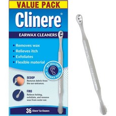 클리어 이어 클리너 부드러운 관 청소 및 귀지 제거 도구 가려움 완화 각질 36개입, 36 count (Pack of 1), 1