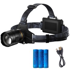 마리수 등산용 헤드랜턴 충전식 XHP360 led 헤드랜턴 캠핑 낚시 해루질 헤드라이트 밴드형, 1개