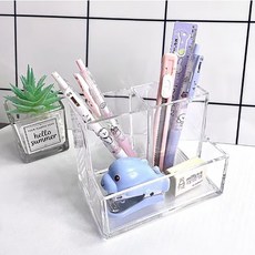 투명 아크릴 연필꽂이 책상 펜꽂이 다용도 꽂이, 1개