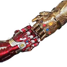 LED 건틀렛 어린이 슈퍼히어로 발광 장갑 코스프레 완구, 1개, 어린이 아이언맨 발광 장갑 [분리 불가 보석]