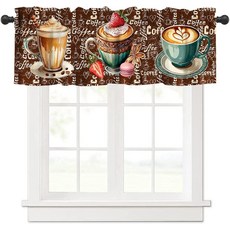 AAVEUP 주방 밸런스 커튼 빈티지 컨트리 과일 및 채소 나비 토마토 플라워 나이프 & 포크 커틀러리 밸런스 쇼트 패널 암막 트리트먼트 드레이프 다이닝 홀 거실용 137.2, 스타일-11