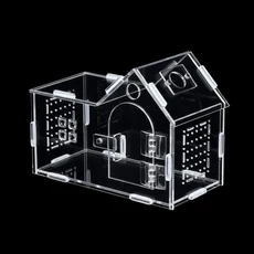 아크릴 파충류 사육 상자 투명한 탈출 방지 애완동물 용기 뚜껑이 분리 가능한 서식지 놀이용, 01 Transparent