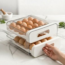 다로엘 프리미엄 서랍형 계란 트레이 냉장고 보관함, 1개, 퓨어화이트