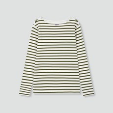 JAJU 여 보트넥 코튼 스트레치 긴팔 티셔츠 J115101104048 549541