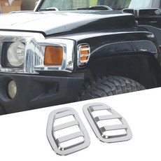 Fgtagtal 허머 H3 2005-2009와 호환되는 방향 지시등 트림 커버 사이드 마커 램프 트림 프레임 ABS 사이드 깜박임 조명 장식 보호 액세서리 2개