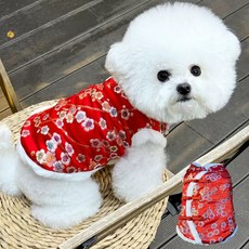 寵物新年唐裝 梅花刺繡 喜慶寵物衣服 狗年唐裝, 1個