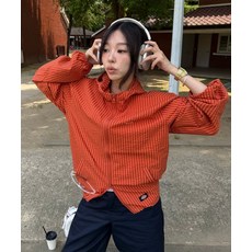 디키즈 DICKIES 그리드 체크 라이트 윈드브레이커 Orange