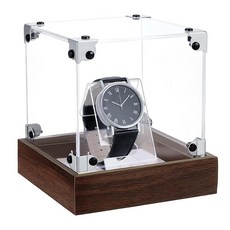 PH PandaHall 시계 디스플레이 스탠드 박스 싱글 아크릴 케이스 나무 베이스 팔찌 랙 주얼리 홀더 오거나이저 보관 스탠드 남성 여성용 디스플레이 11.7 x 13