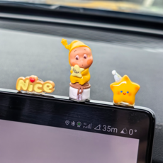 星星人汽車顯示幕擺件 可愛卡通內飾裝飾品, 星願瓶+Nice+星星 ⭐ ️送無痕膠