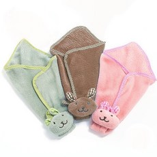 유아용 동물 캐릭터 고리형 손수건 흡수력 좋은 면 소재 걸이식 휴대 타올 어린이, 1개, 2토끼주방타올-핑크