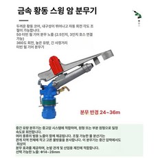 대형 스프링쿨러 농업용 장거리 고추밭 골프장 살포, 2인치 40L 구리 코어, 1개