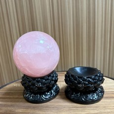 立體蓮花水晶球座 樹酯仿木底座 適用6公分球體 黑色擺件, 1個