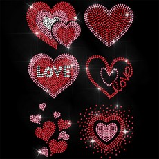 1개 유리 핫픽스 라인스톤 다리미 부착형 아플리케 의상 액세서리 (옷 가방 바지용) 하트 모양 297x210mm, 혼합색