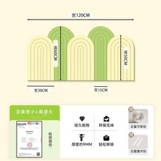 毛氈牆貼 無痕安裝 居家牆面裝飾, 1個, 淡黃小果綠大,高60*120寬