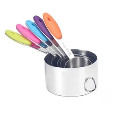 5/10피스 프로 계량 세트 내열성 스테인리스 및 스푼 실리콘 손잡이 베이킹 커피용, 01 Measuring cup 5pcs
