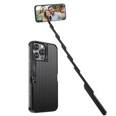 이호무 2in1 셀카봉 핸드폰 케이스 스마트폰 거치대 일체형, 1개, 블랙, iPhone 13