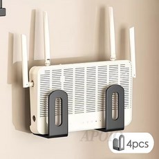 APOIO 다용도 무타공 공유기 셋톱박스 거치대 멀티탭 정리대, 4개, 블랙